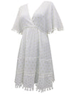 Monsoon White Organic Cotton Metallic Palm Print Kaftan Dress