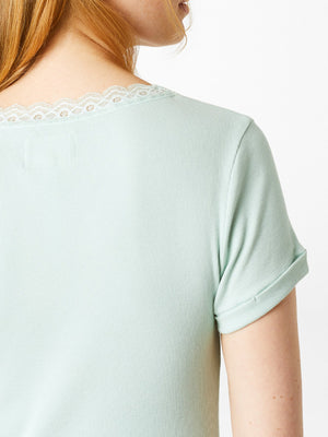 White Stuff Mint Short Sleeve Holly Lace Tee Pyjama Top