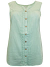 Mantaray Light Green Pure Cotton Sleeveless Top