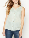 Mantaray Light Green Pure Cotton Sleeveless Top