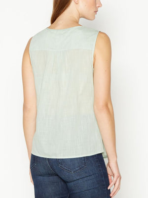 Mantaray Light Green Pure Cotton Sleeveless Top