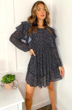 Zuri Frill Poka Dot Dress