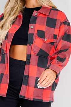 Ladies red and black checked shacket