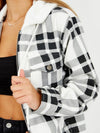 Ladies black and white hooded zip shacket