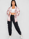 Ladies pink checked shacket