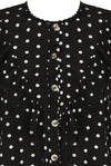 Ladies black polka dot lace top and mini skirt set