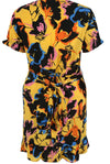 Ladies yellow floral frill hem dress