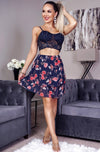 Ladies navy floral mini skirt