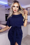 Ladies navy wrap dress