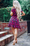 Ladies purple floral wrap dress