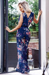 Ladies navy floral chiffon jumpsuit