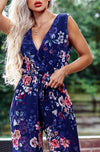 Ladies navy floral chiffon jumpsuit